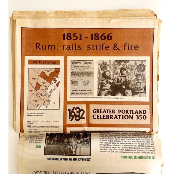 Portland Maine 350th Anniversary Newspaper 1982 Complete Vintage Press Herald - Picture 4 of 11